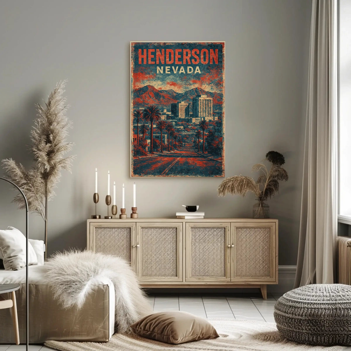 Henderson Cityscape Nostalgia Retro Travel Poster