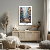 Vibrant Pakistani Urban Street Scene Watercolor Cityscape Poster PosterGoat