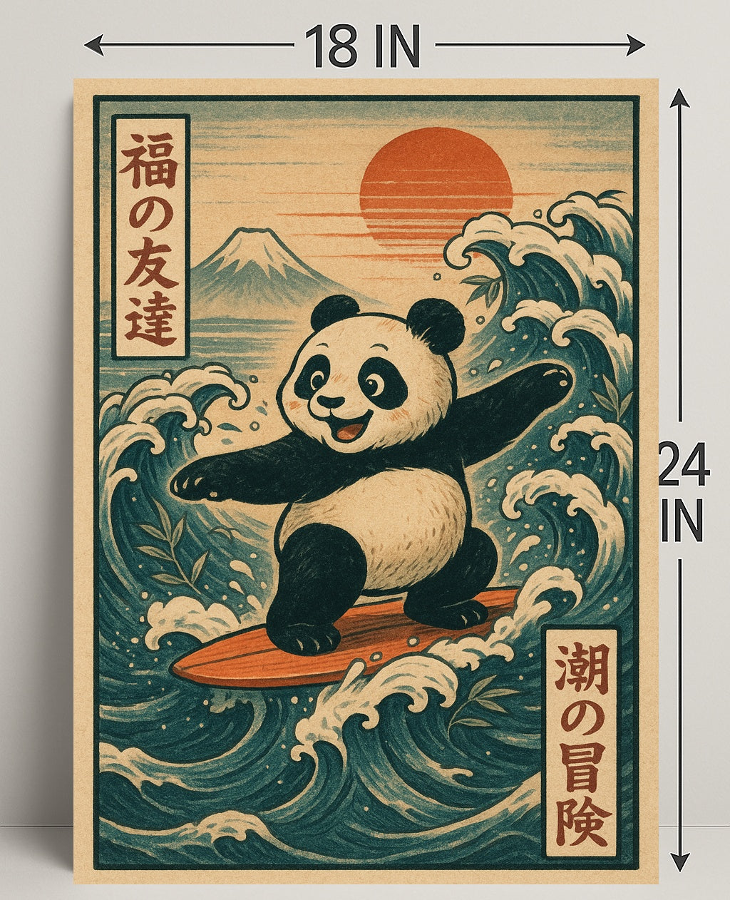 Pandas Surfing Adventure Poster PosterGoat