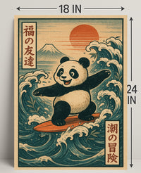 Pandas Surfing Adventure Poster PosterGoat
