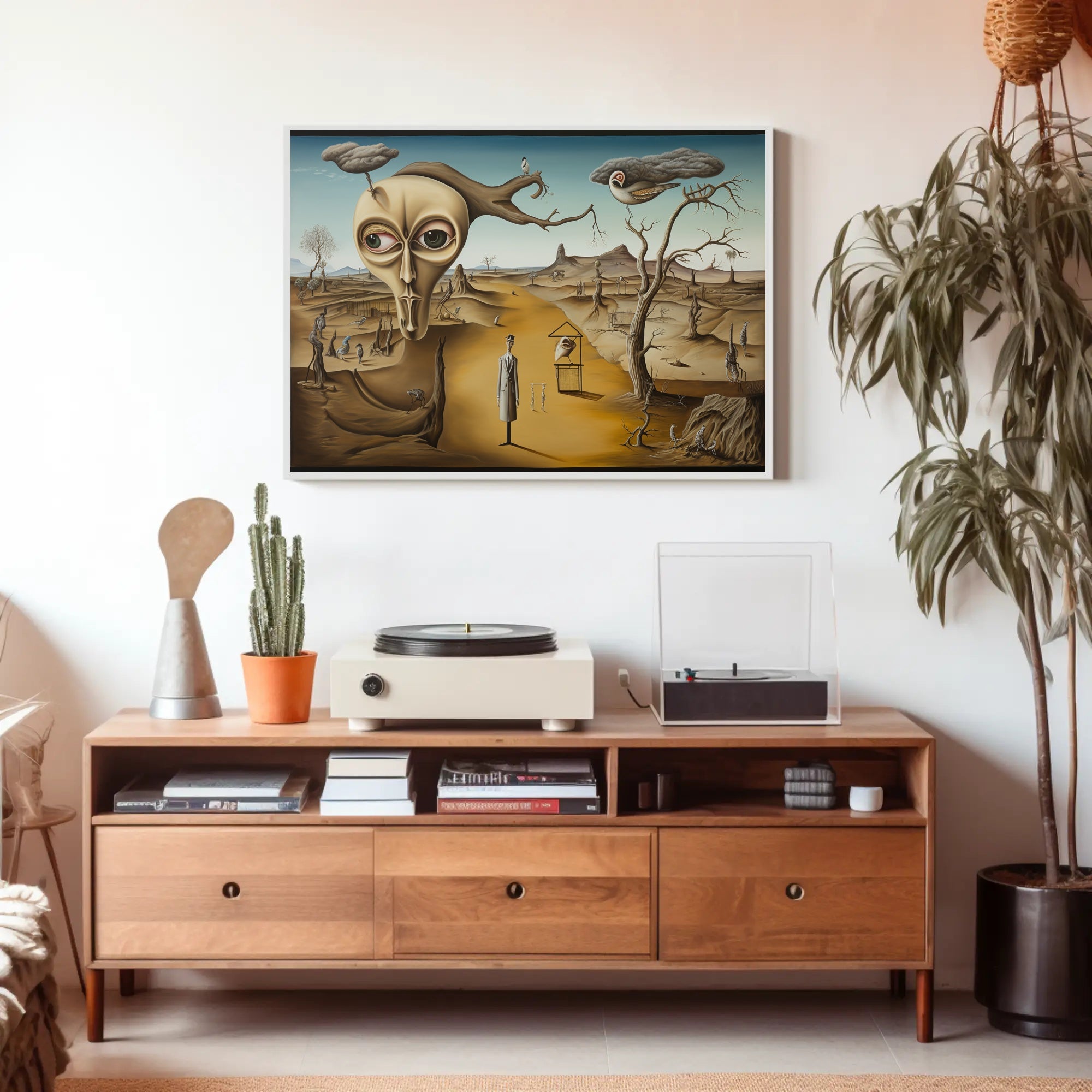 Surreal Head with Tree in Dreamlike Artistic Poster