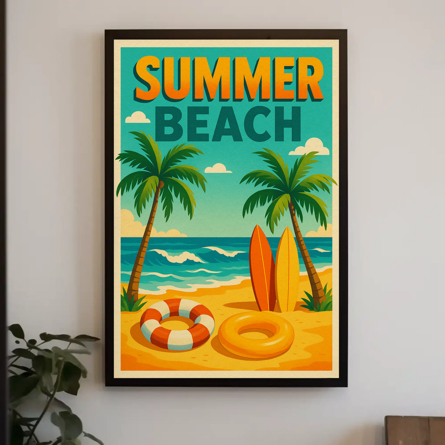 Summer Beach Palm Trees Travel Poster