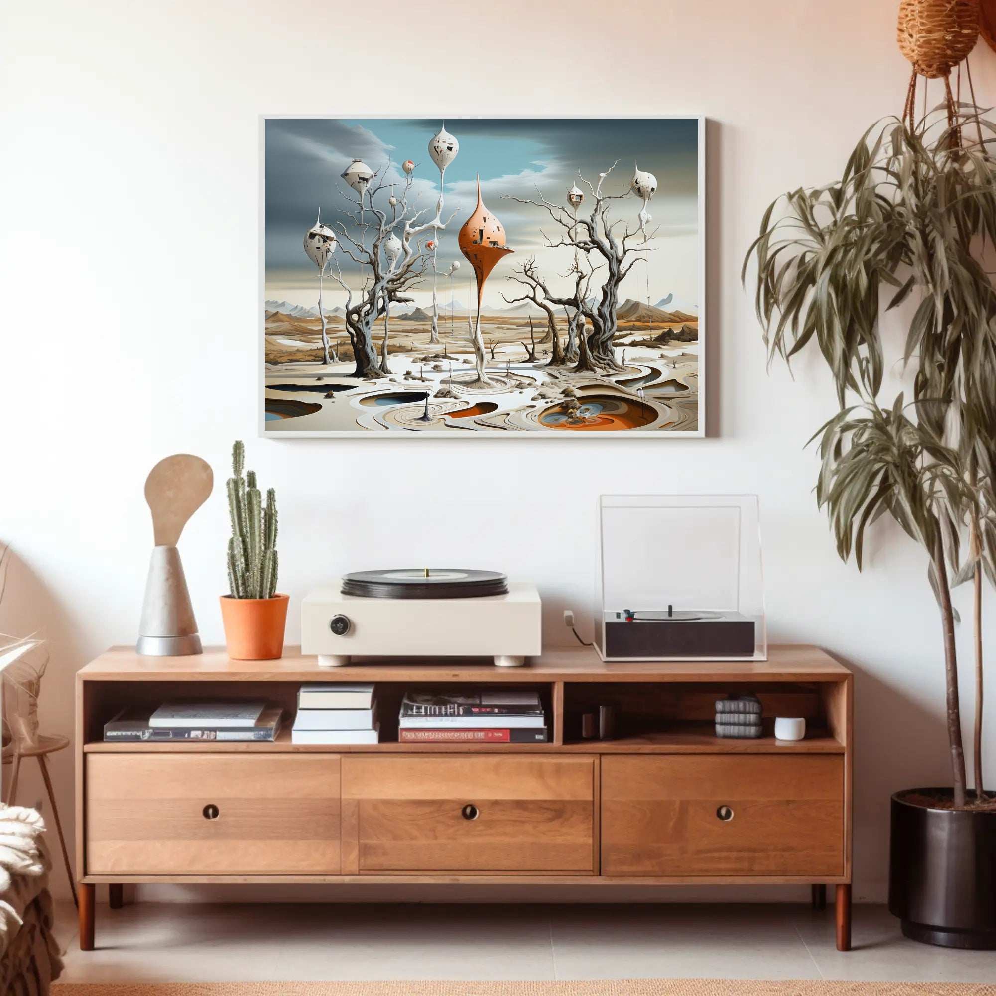 Surreal Landscape with Futuristic Tree-Pods: Sci-Fi Poster