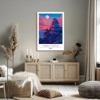 Himeji Castle vibrant sunset travel art Travel Poster