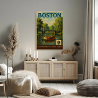 Charming Boston Public Garden Vintage Travel Poster
