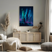 New York City Poster Modern Neon Urban Skyline Wall Art