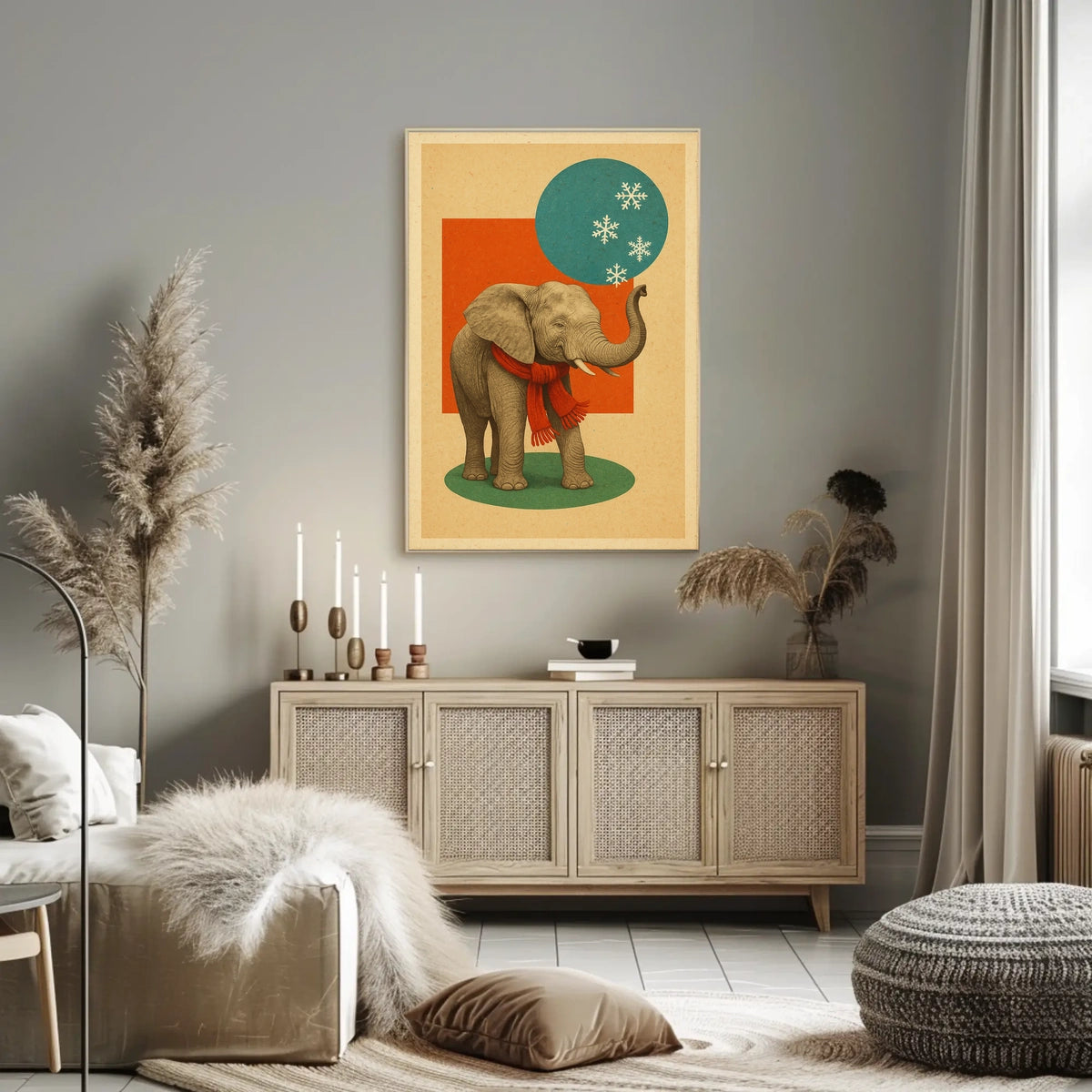 Winter Elephant Poster