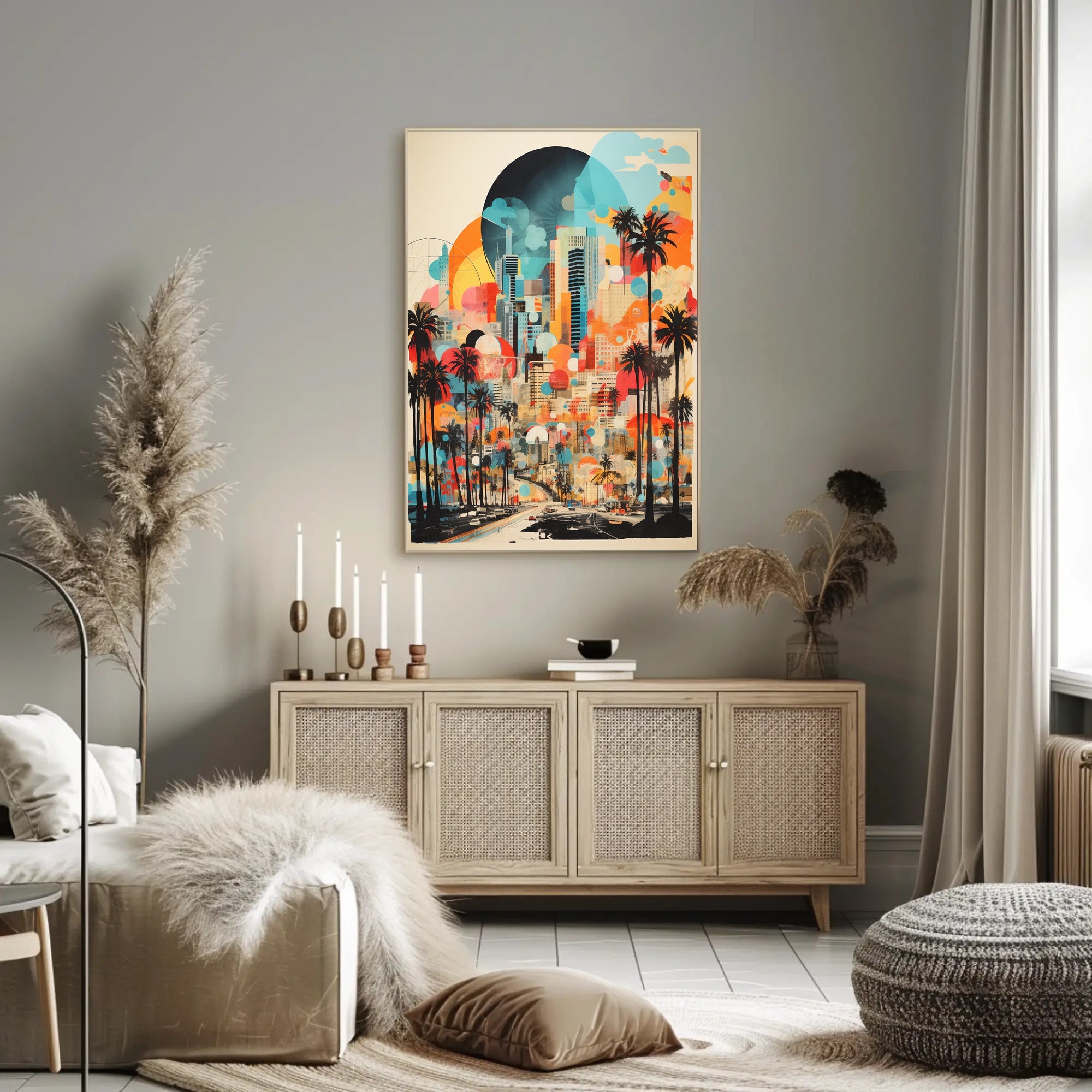 Urban Oasis Los Angeles Cityscape Abstract, Artistic Poster