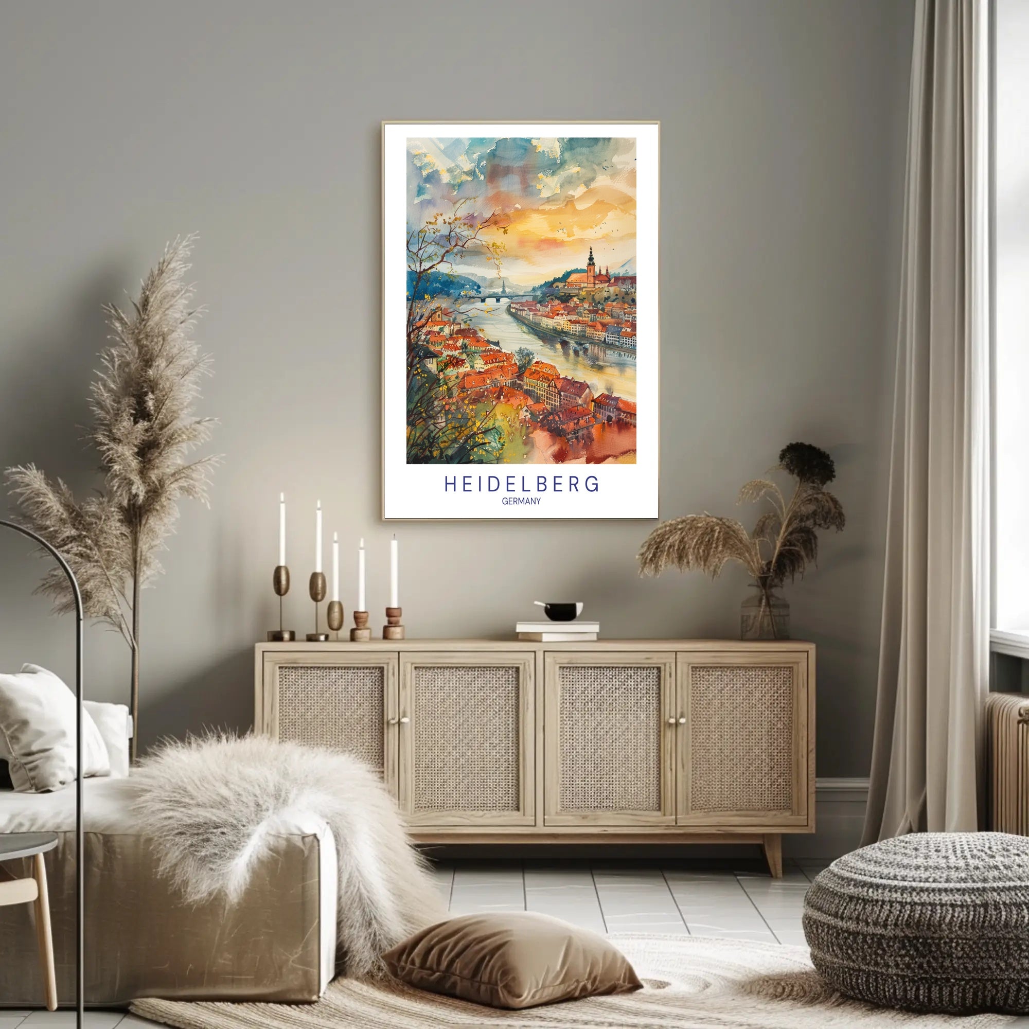 Heidelberg Watercolor Dreamscape Urban or Cityscape Poster PosterGoat