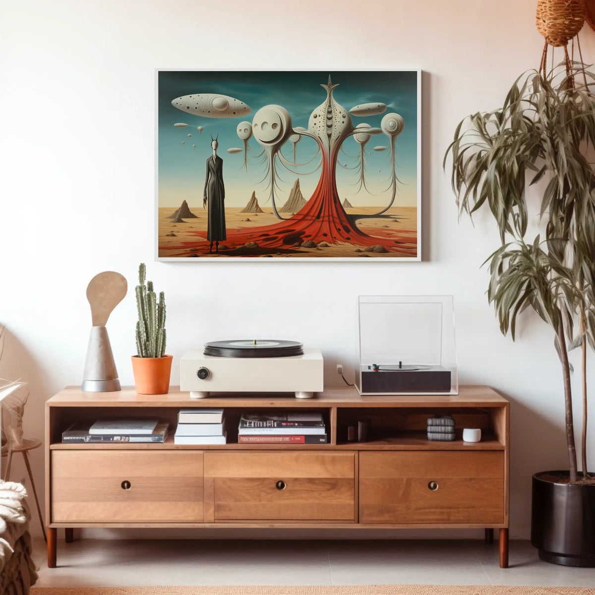 Mysterious Alien Desert Scene Futuristic Sci-Fi Poster