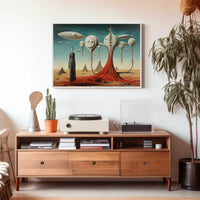 Mysterious Alien Desert Scene Futuristic Sci-Fi Poster