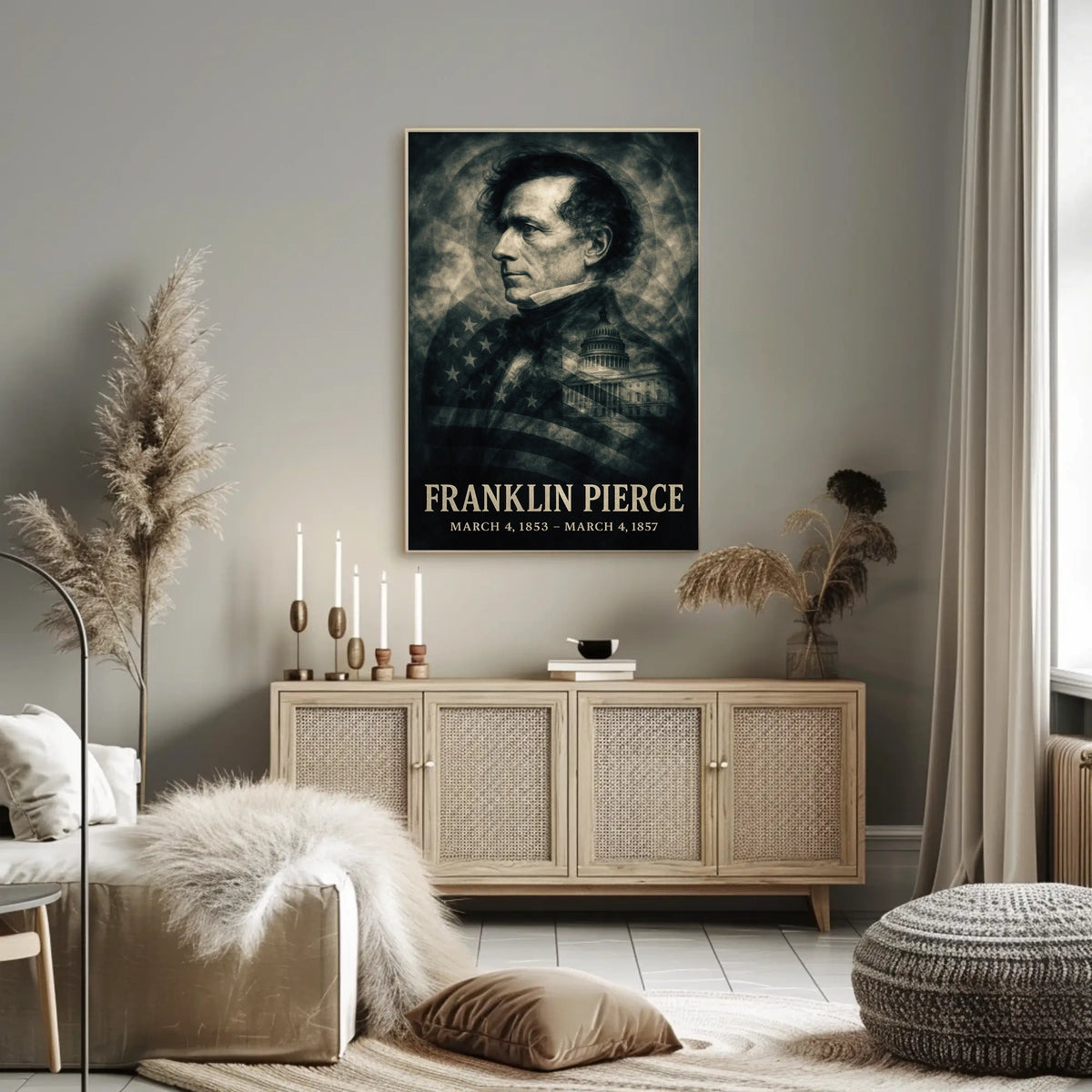 Franklin Pierce 14th President of the United States Double Exposure Poster