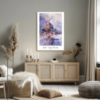 Mont Saint-Michel Watercolor Travel Art Poster PosterGoat
