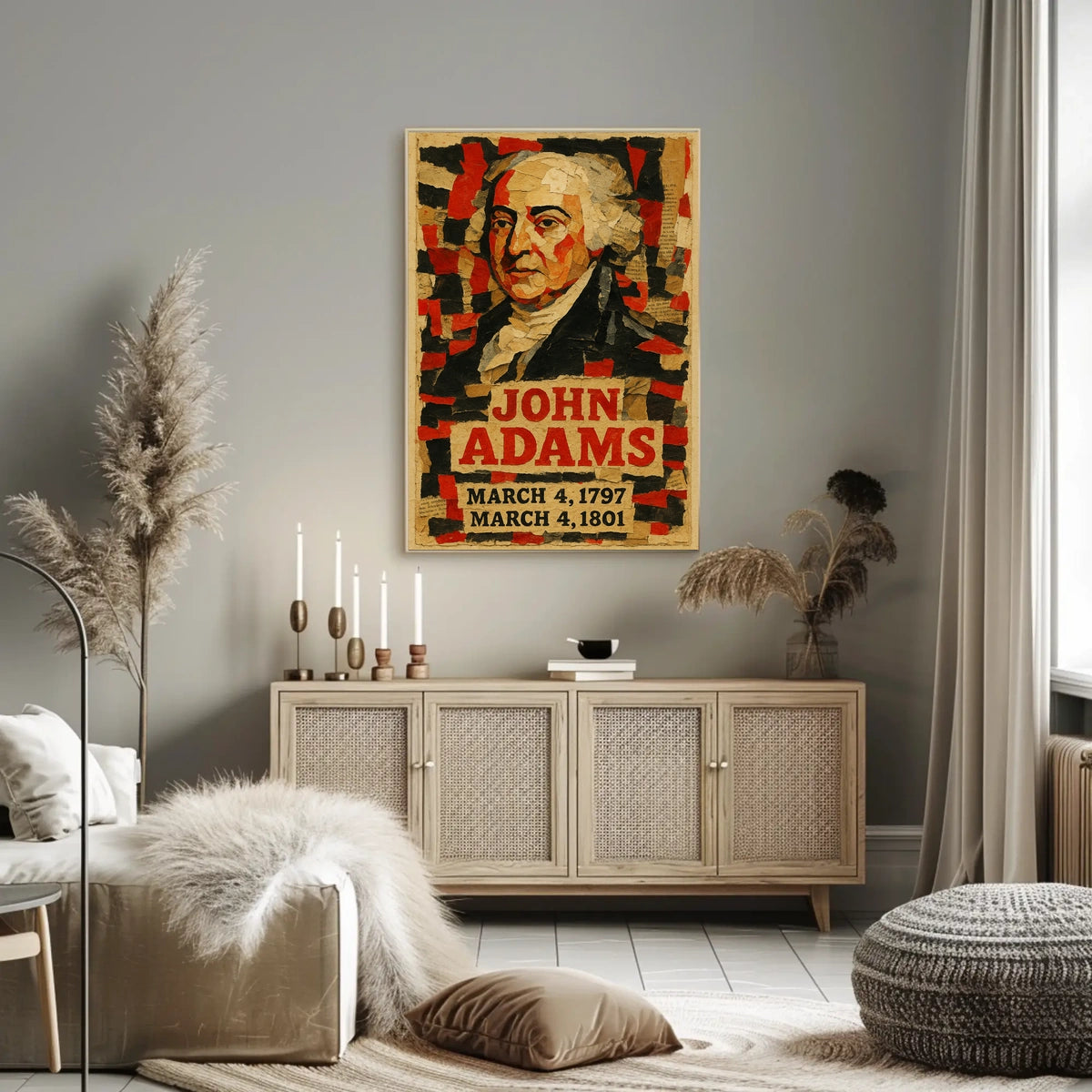 John Adams 2nd President of the United States Layered paper Collage Poster