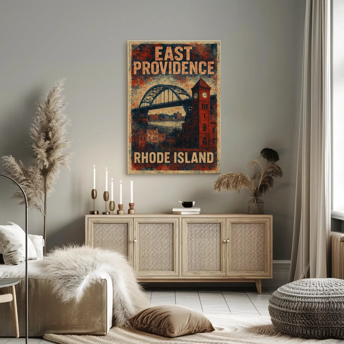 East Providence Rhode Island Vintage Travel Souvenir Poster