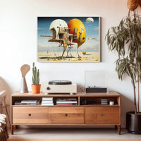 Surreal Floating Structures in Futuristic Sci-Fi Poster