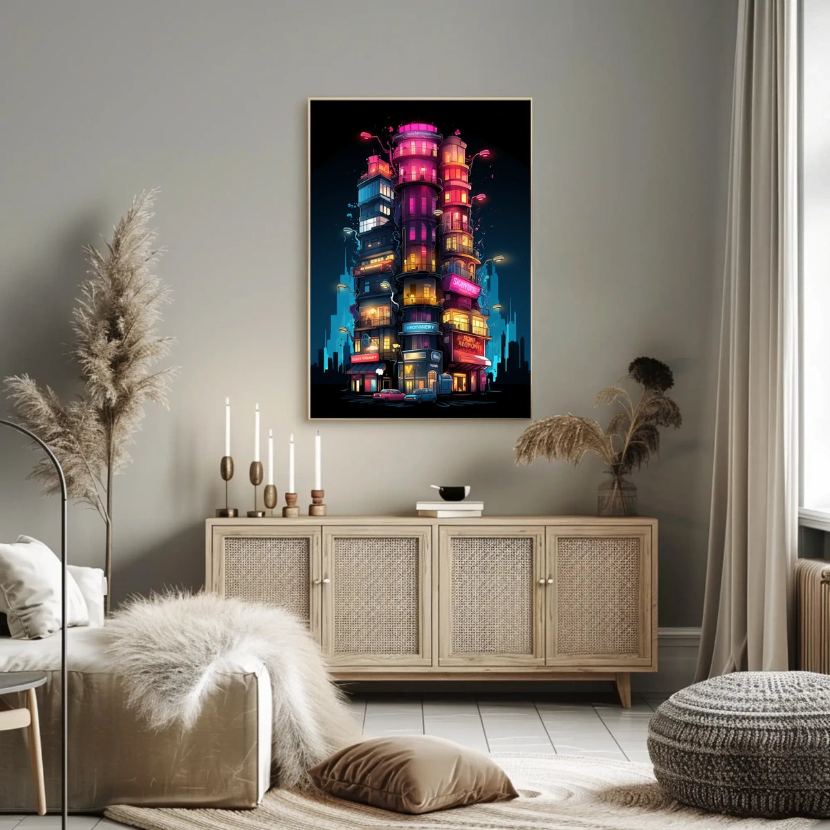 Neon Cityscape Poster