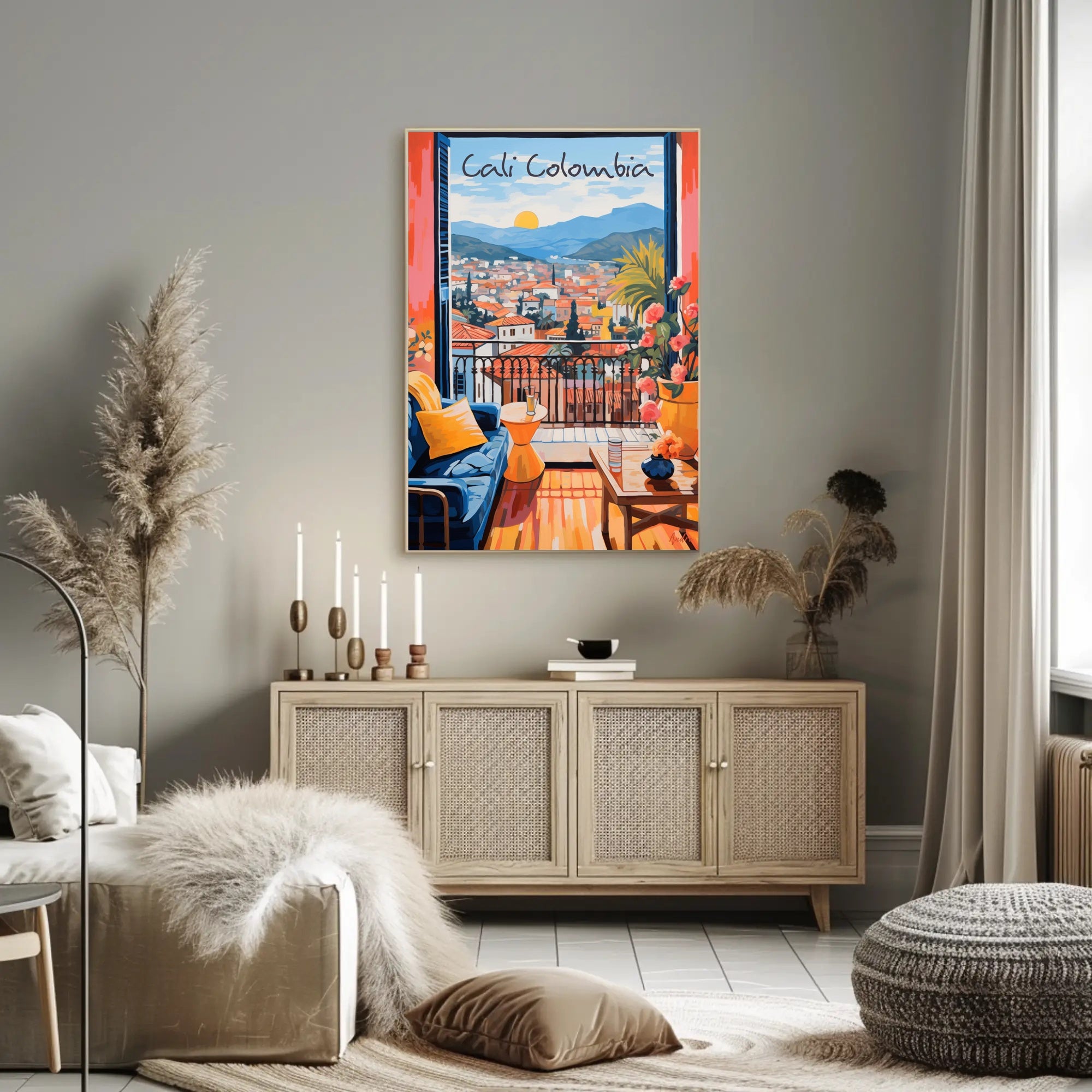 Cali, Colombia: Sunset Serenity Through an Open Window Poster