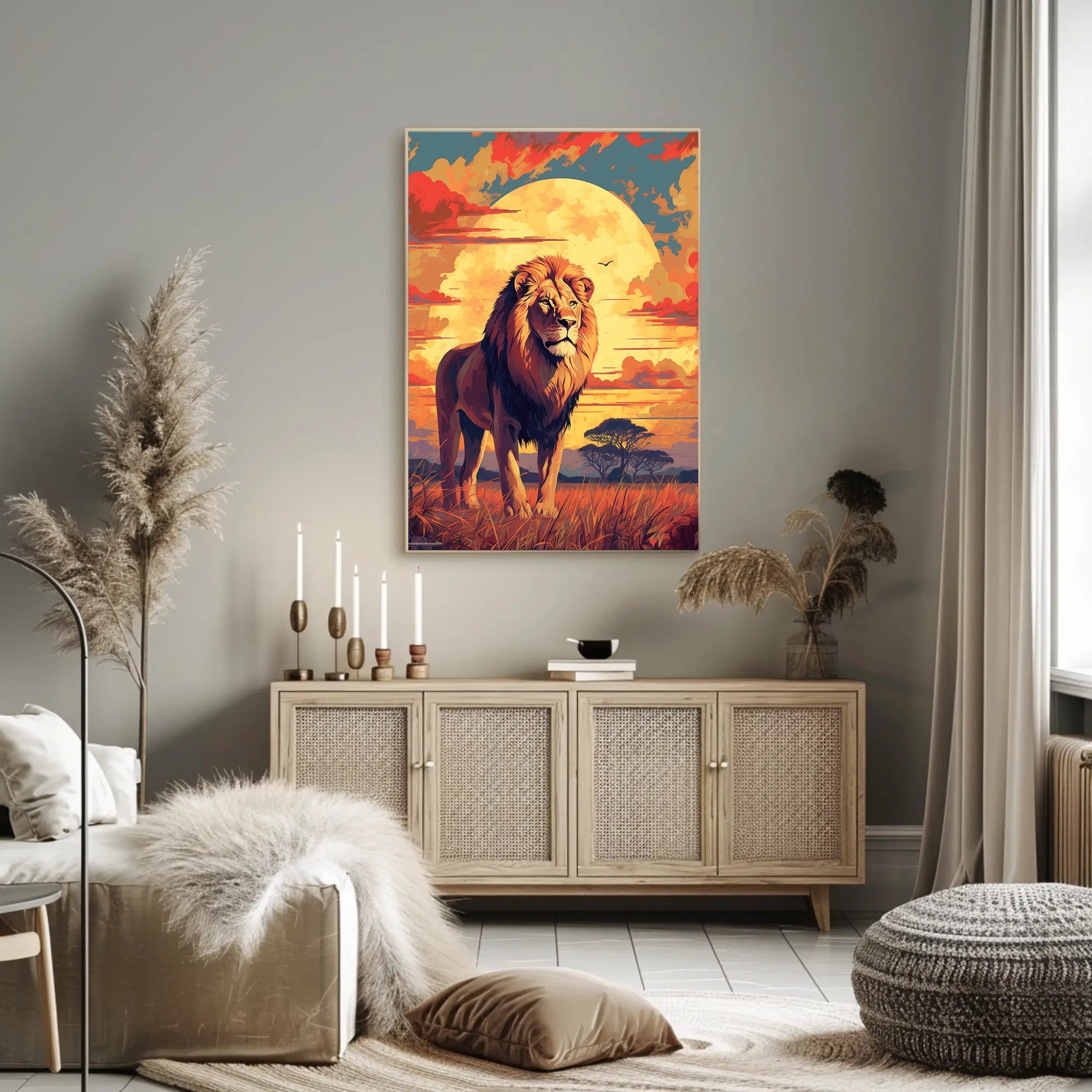 Majestic Lion at Sunset Poster