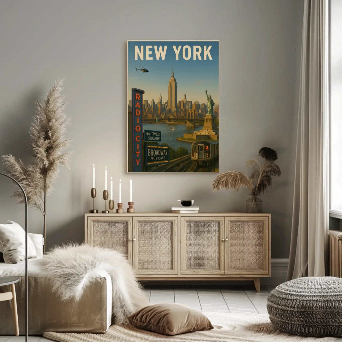 New York City Skyline Cityscape Poster Modern Wall Art