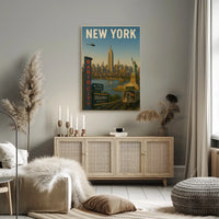 New York City Skyline Cityscape Poster Modern Wall Art