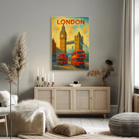 London Landmarks And Red Buses Poster