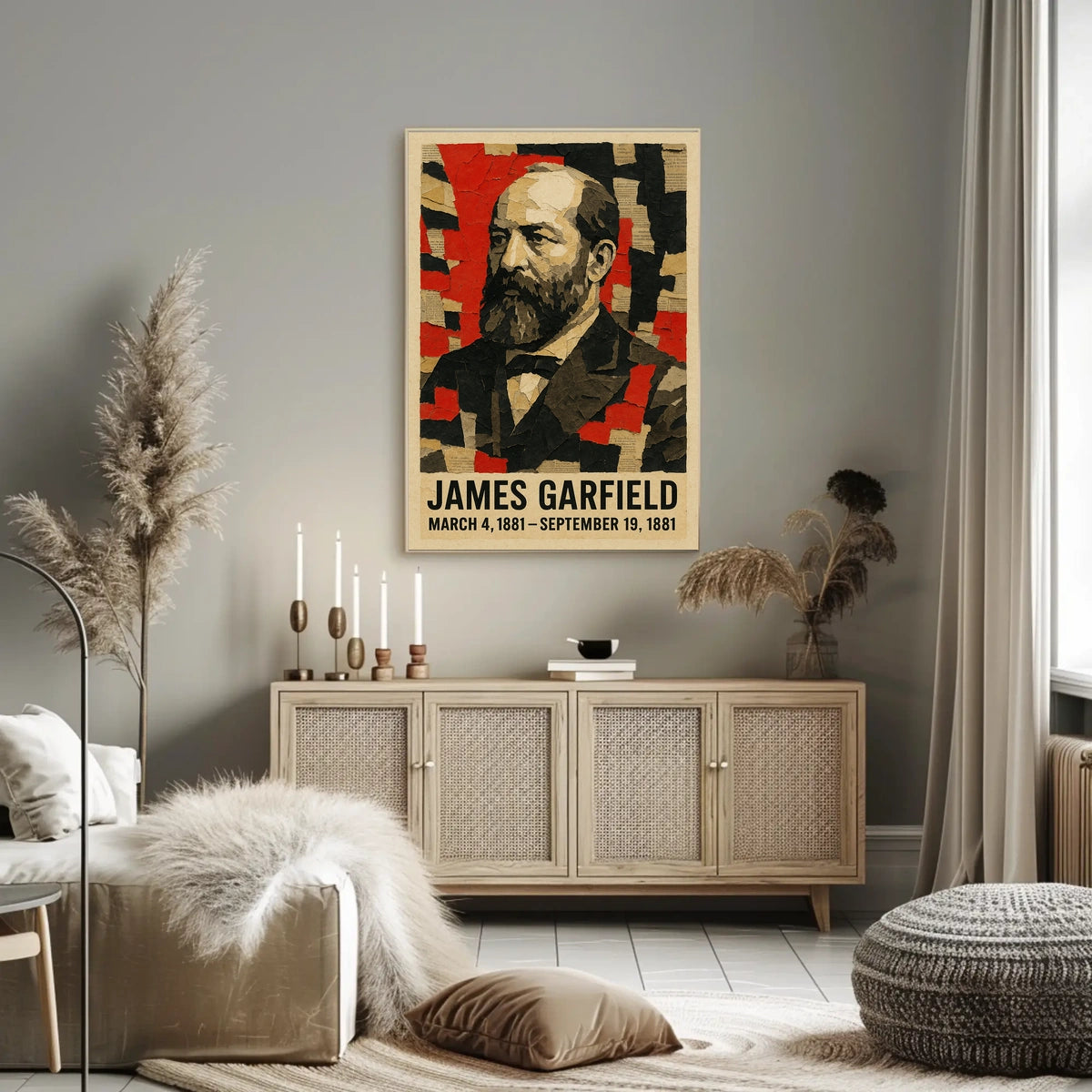 James A. Garfield 20th President of the United States Layered paper Collage Poster