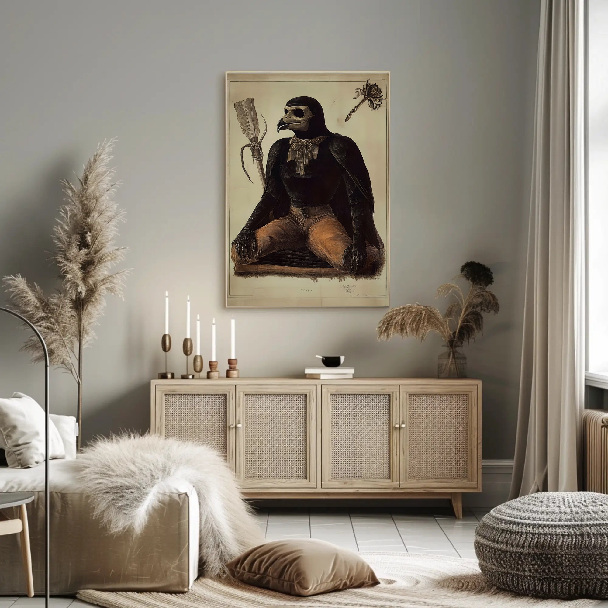 Anthropomorphic Bird Figure in Surrealistic Fantasy Mythology Poster PosterGoat