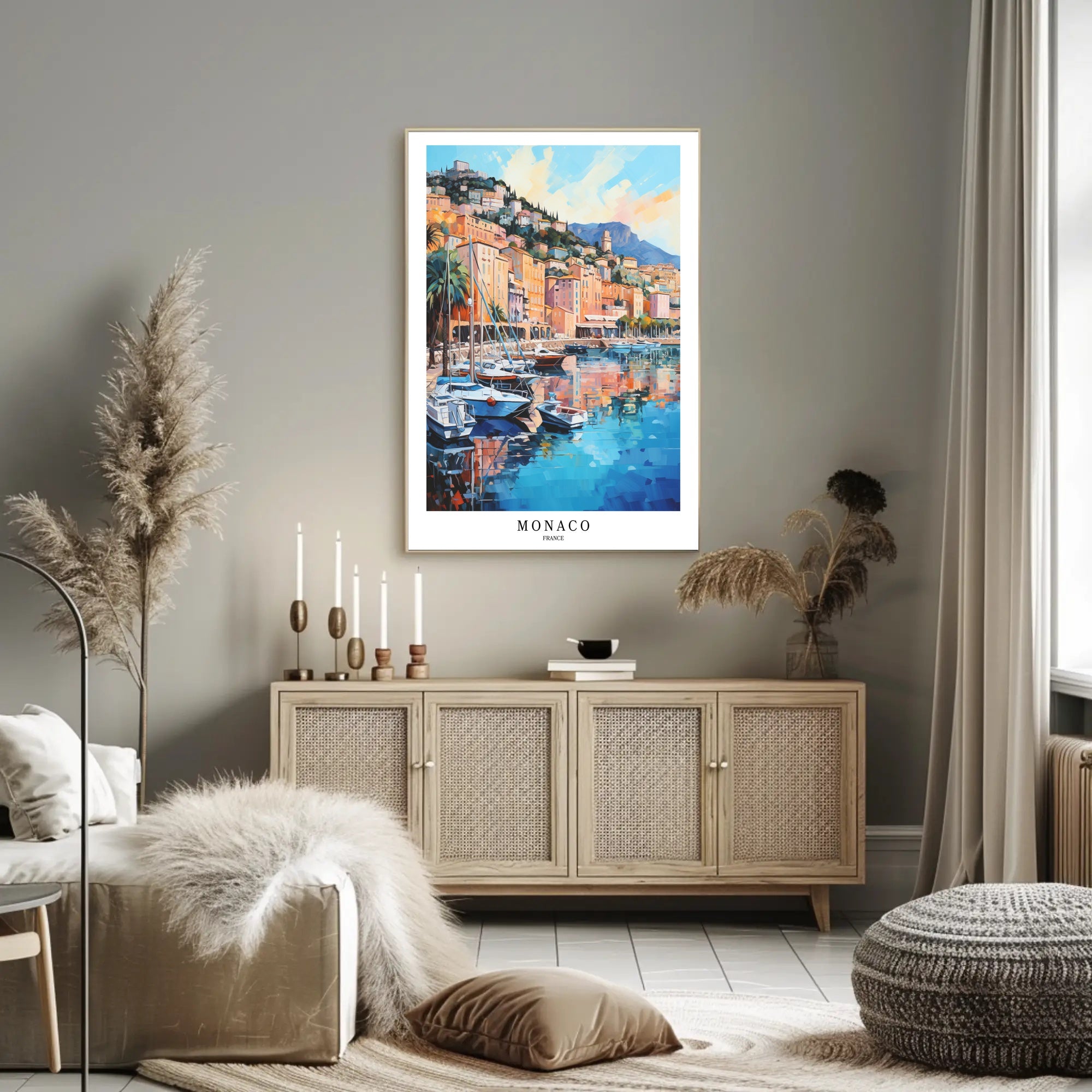 Monaco Harbor Impressionistic Style Travel Poster PosterGoat