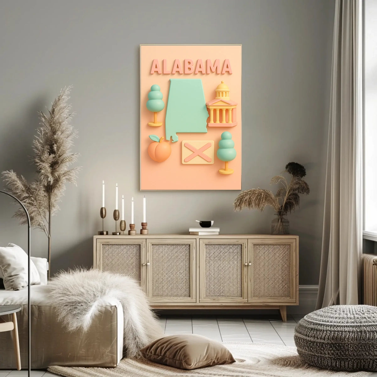 Alabama State Icons Poster