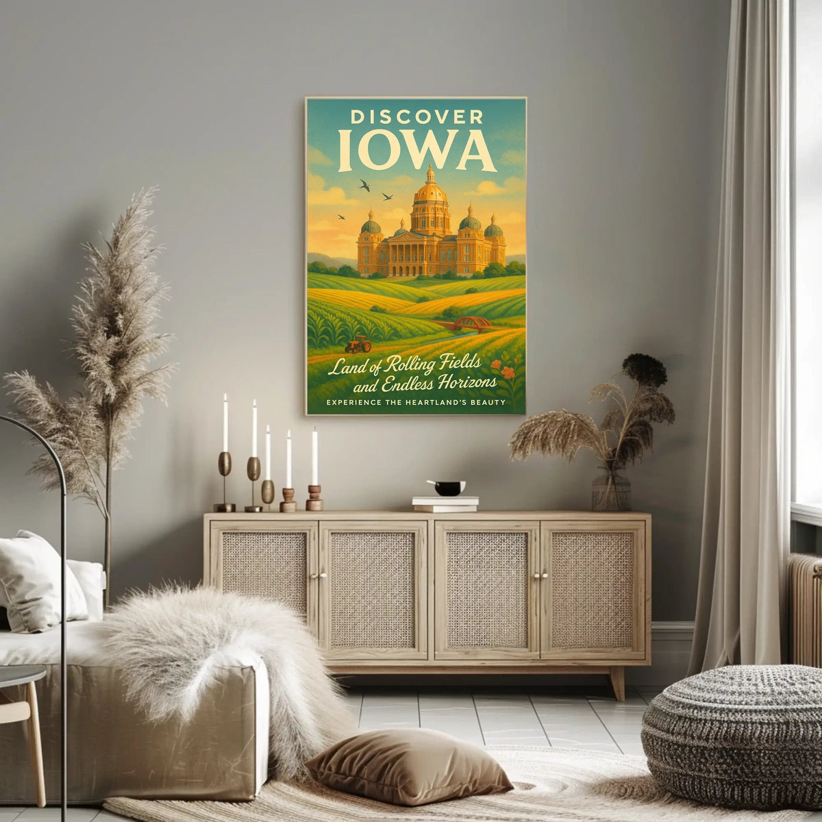 Discover Iowa Land of Rolling Fields Poster