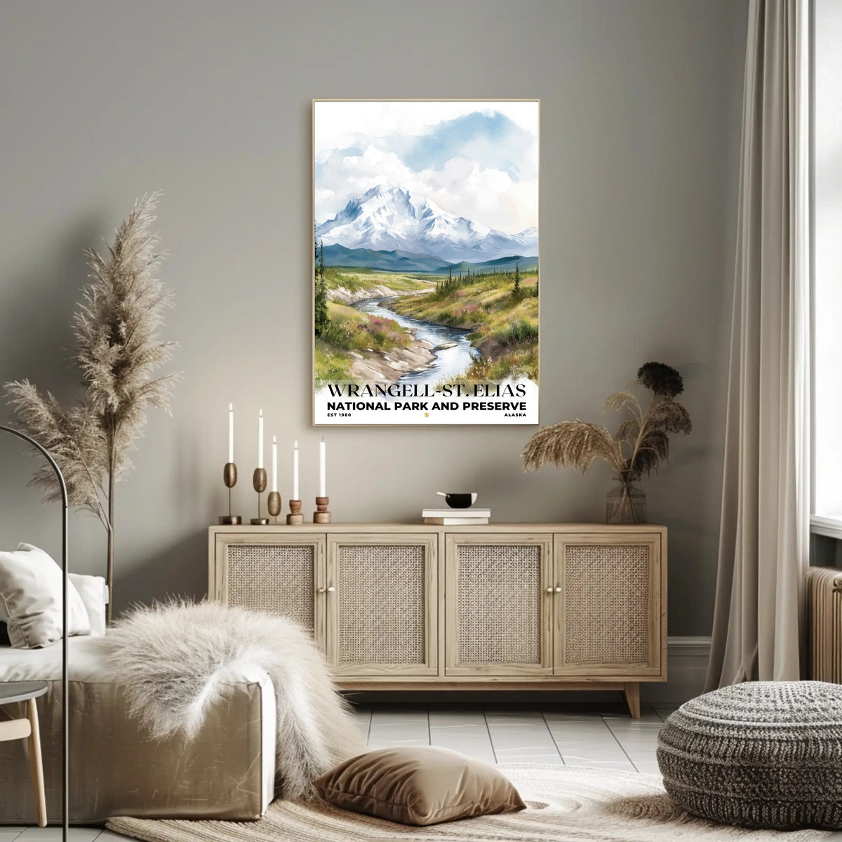 Wrangell-St. Elias Watercolor Wall Art Poster