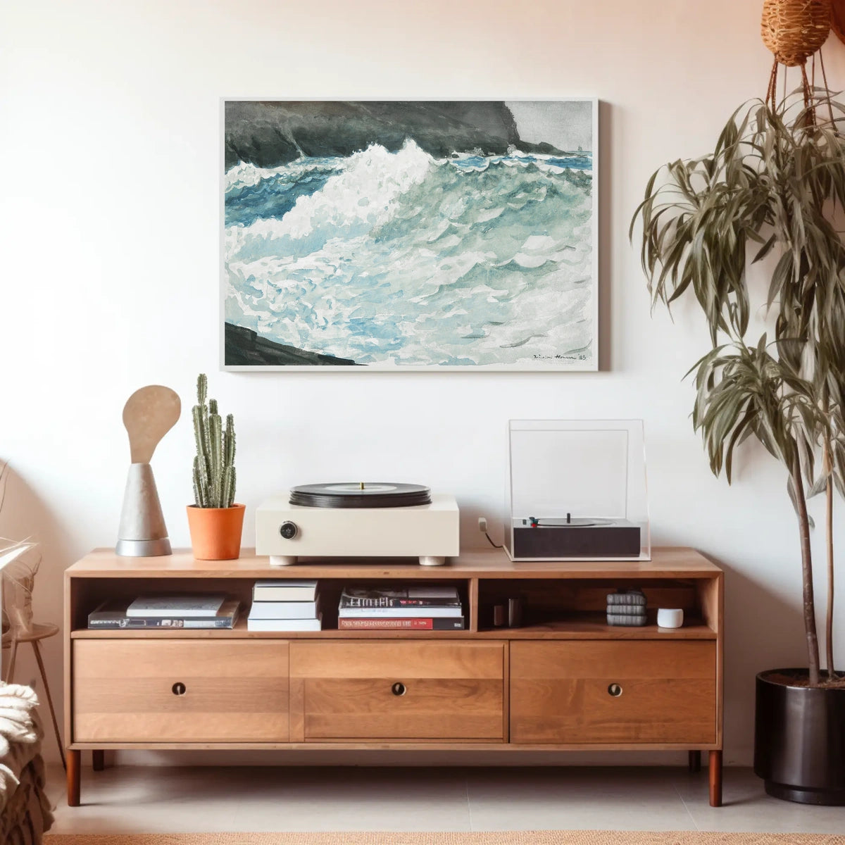 Dynamic Ocean Waves Watercolor Art - Artistic Poster