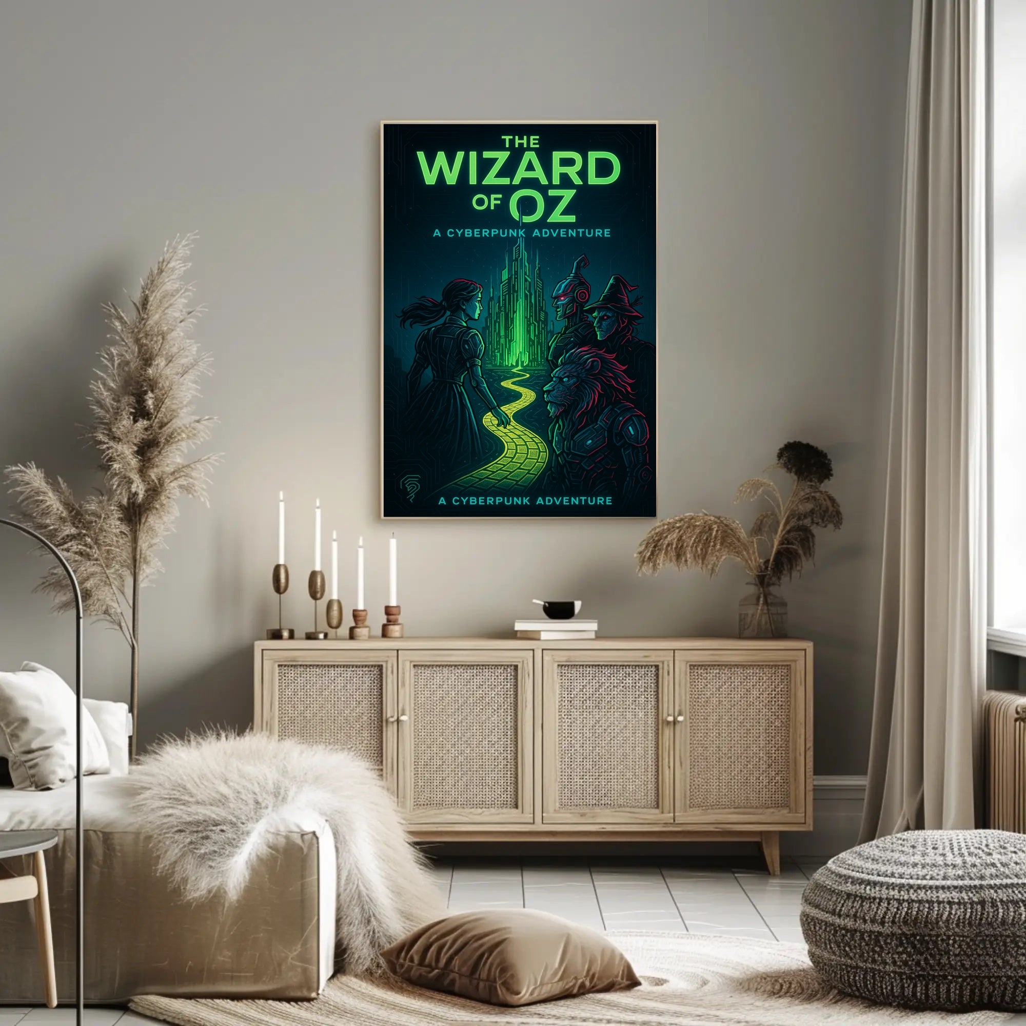 Cyberpunk Wizard of Oz Futuristic Sci-Fi Poster PosterGoat