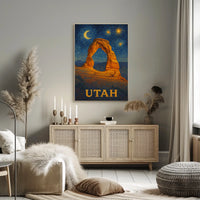 Delicate Arch Under Starry Night in National Park Poster