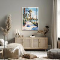 Serene Riverside Promenade Poster PosterGoat