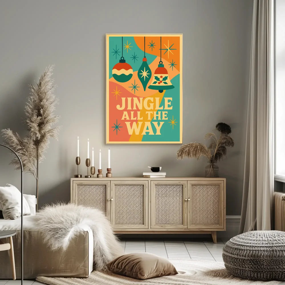 Festive Christmas Ornaments Retro Design Abstract Artistic Poster