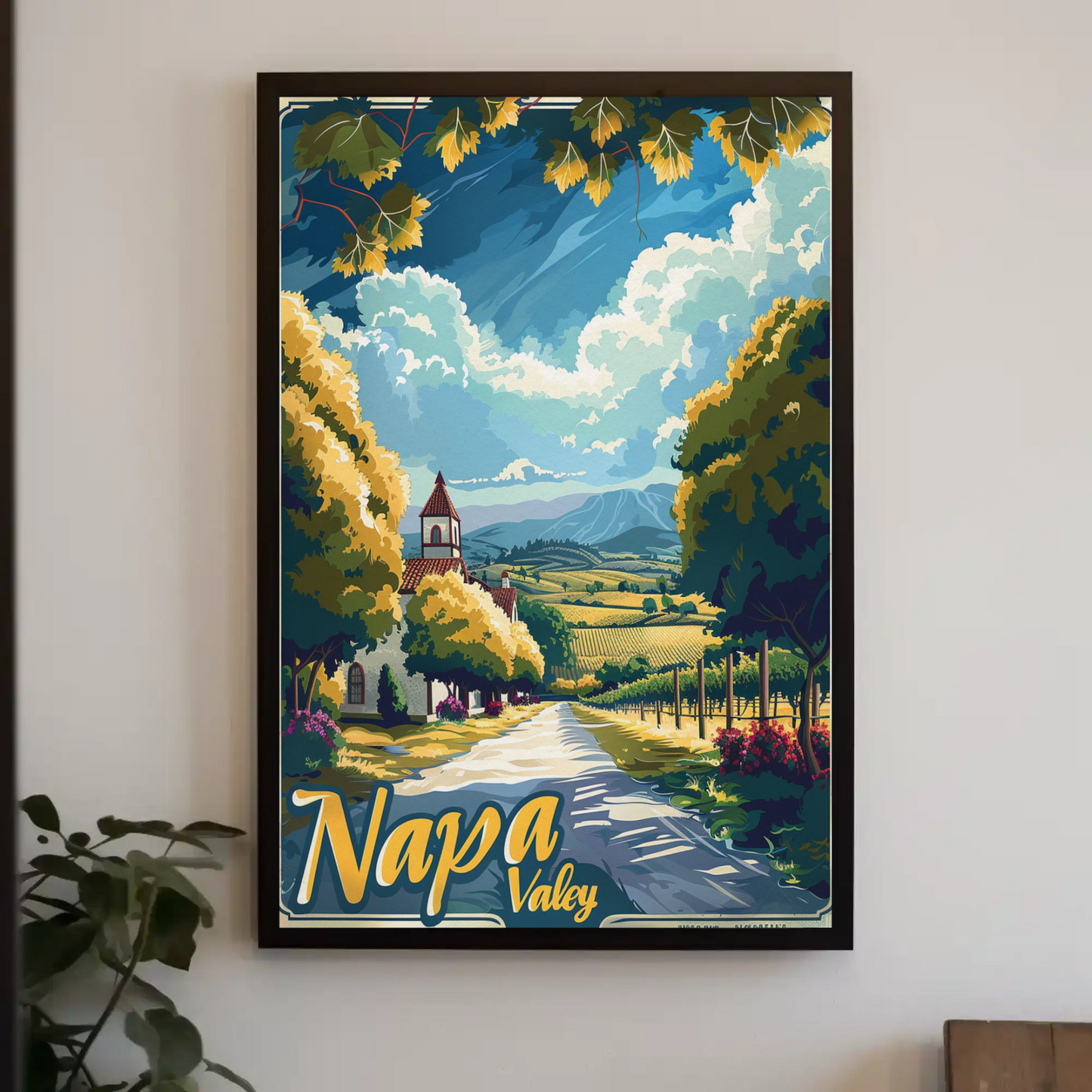 Napa Valley Church and Fields Travel Poster