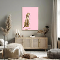 Leopard Against Pink Background Animal Poster PosterGoat