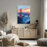Golden Gate Bridge Twilight Art Poster, San Francisco