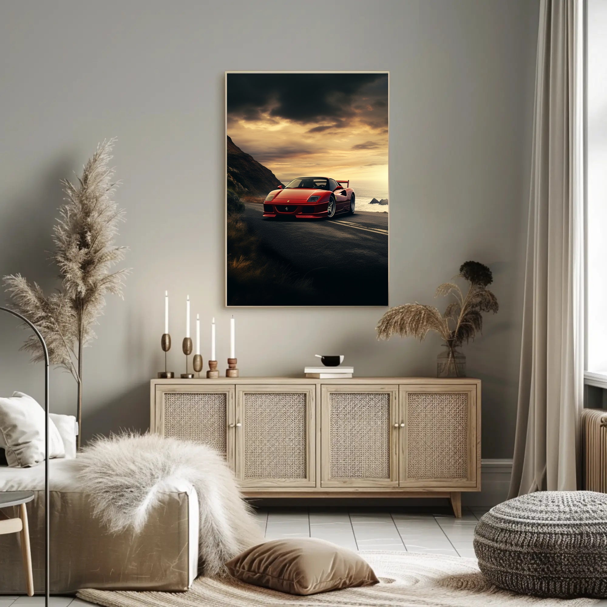 Sunset Drive Red Sports Car Poster