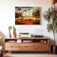 Alien World Mushroom Landscape Futuristic Sci-Fi Poster