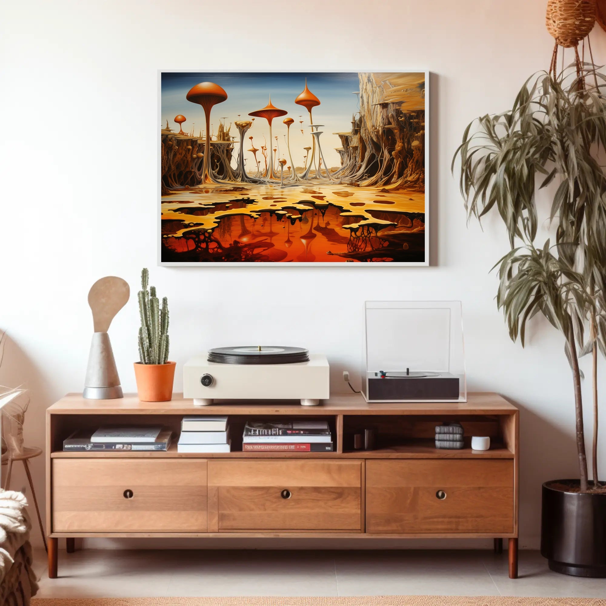 Alien World Mushroom Landscape Futuristic Sci-Fi Poster