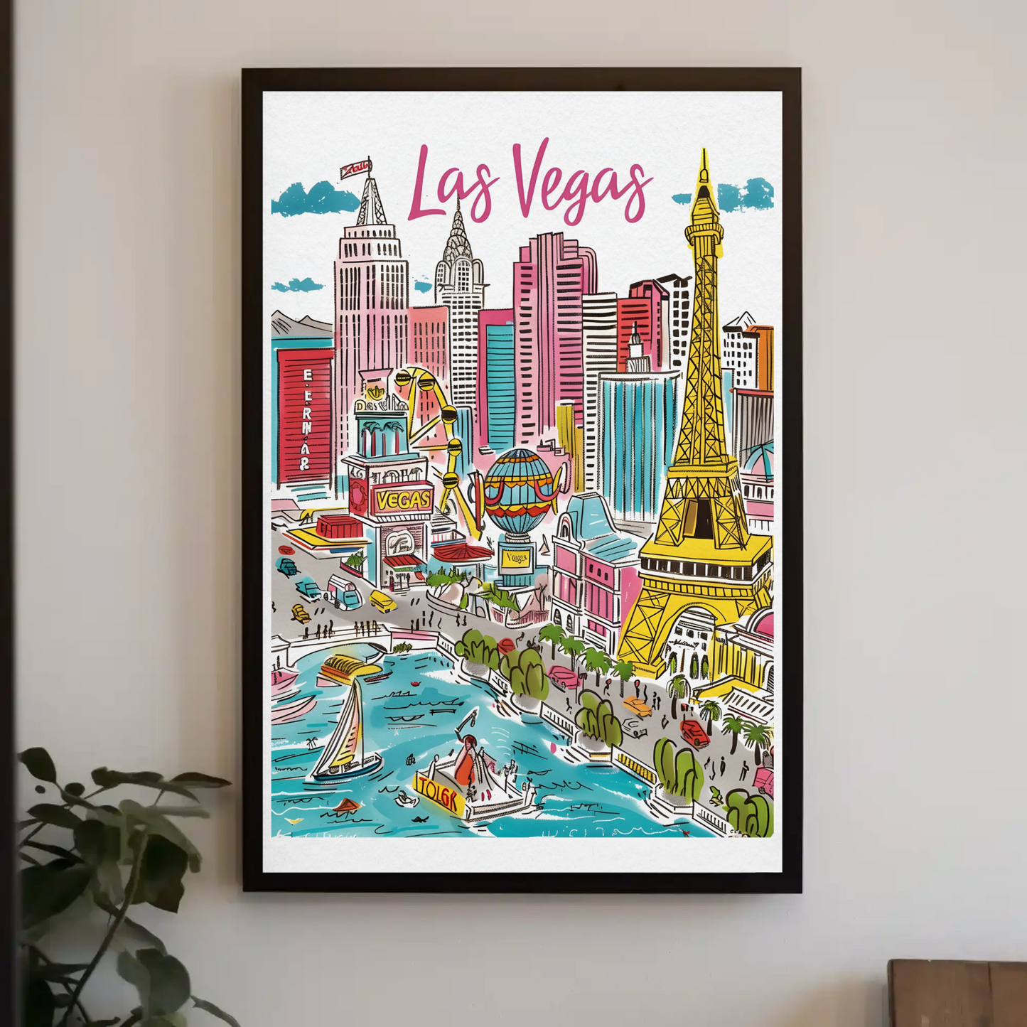 Las Vegas Nevada Bright Lights City Skyline Travel Poster