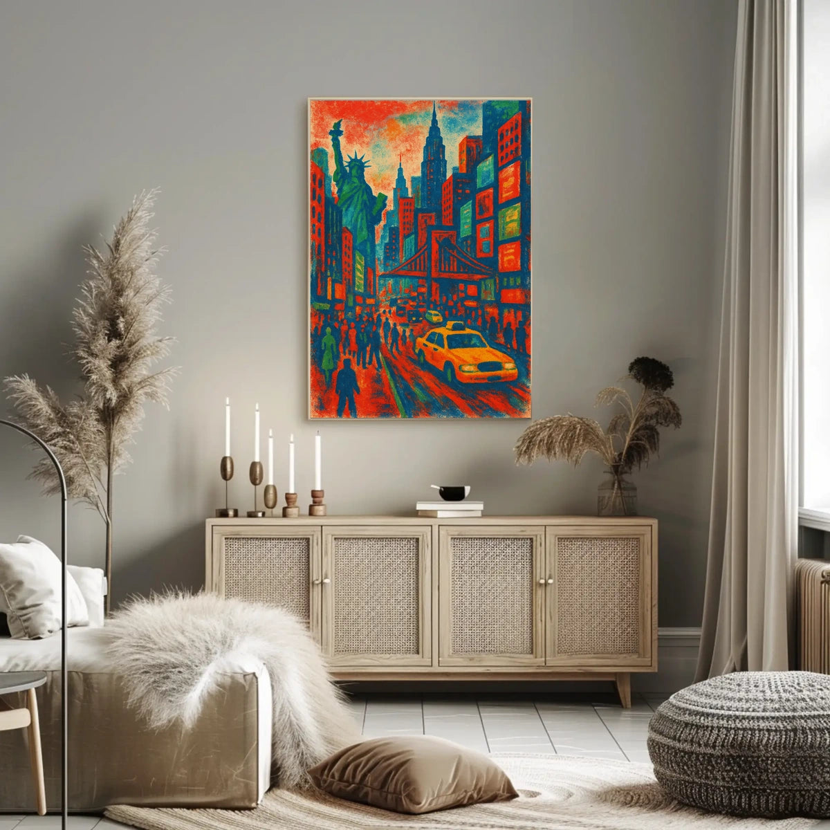 New York City Skyline Vibrant Poster Abstract Wall Art