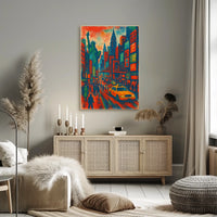 New York City Skyline Vibrant Poster Abstract Wall Art