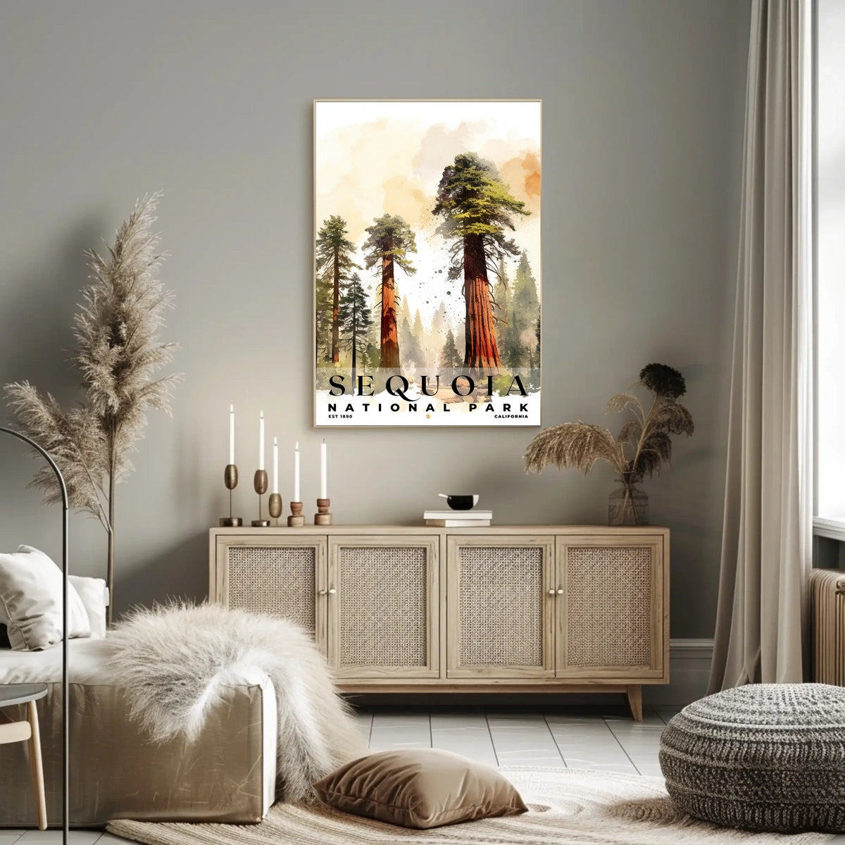 Sequoia Watercolor Wall Art Poster
