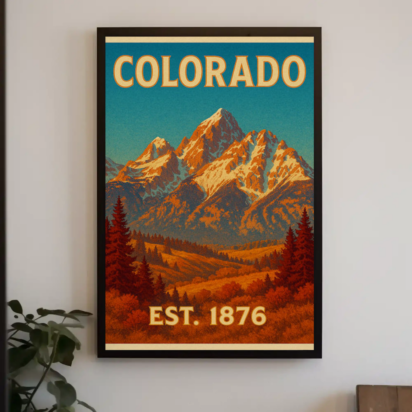 Colorado Rocky Mountains Sunset Est 1876 Travel Poster