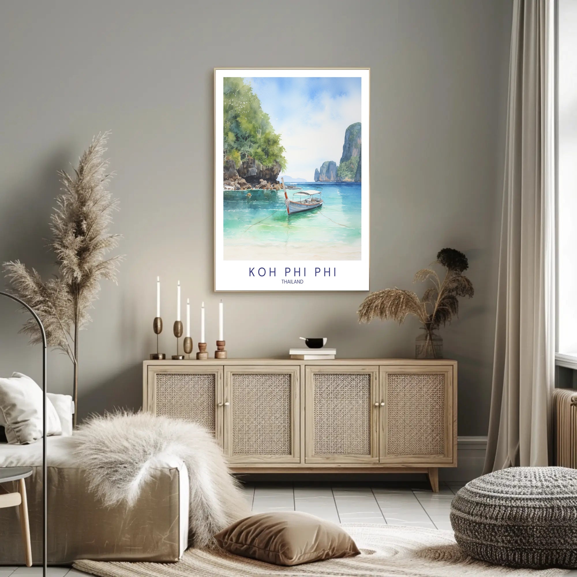 Koh Phi Phi Watercolor Artwork Travel Poster PosterGoat