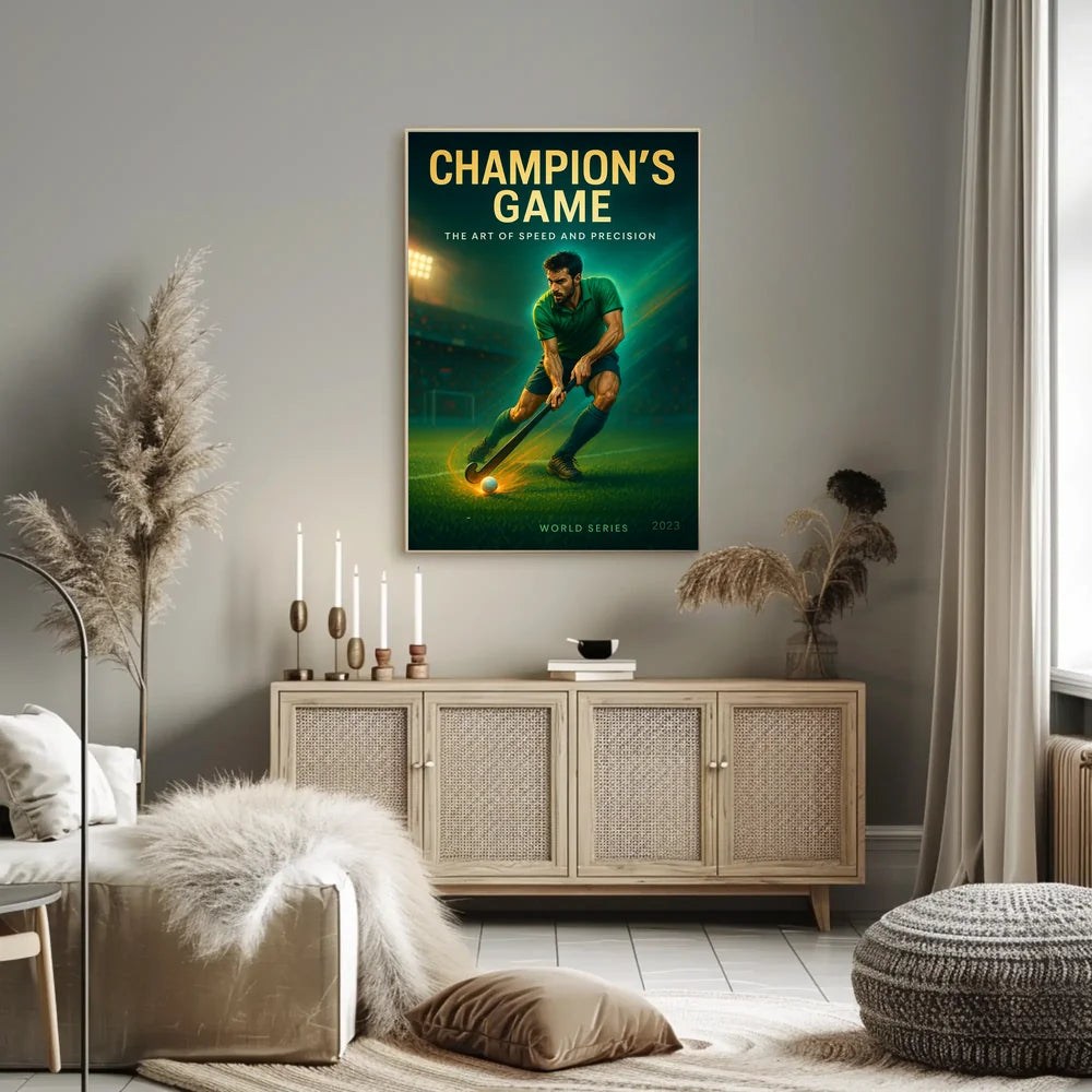 Champion's Game Field Hockey Sports Poster PosterGoat